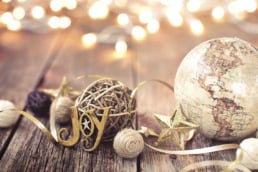 Globe ornament symbolizing navigating the holidays