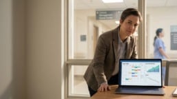 Hospital staffing leader reviewing schedule and per diem shift coverage dashboard